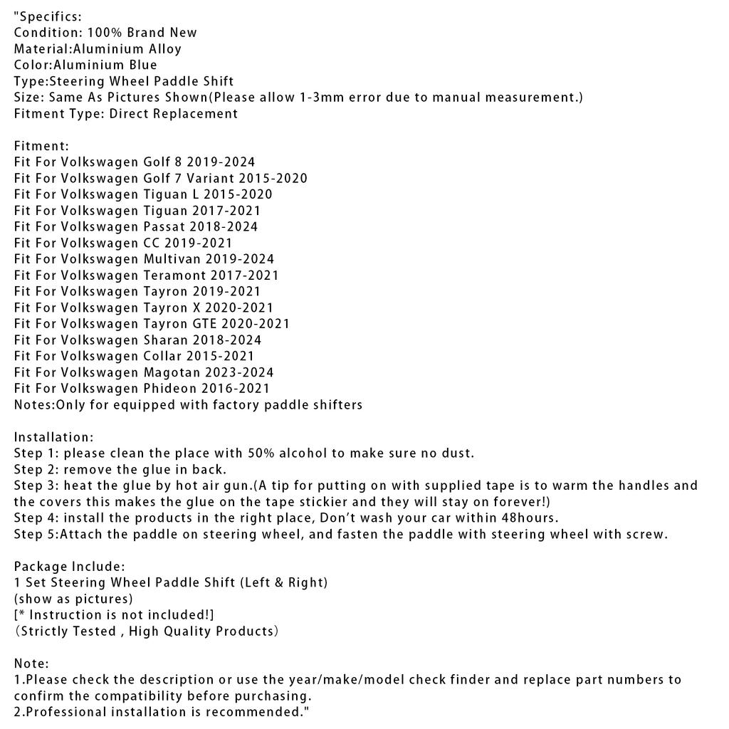 Удлинители подрулевых лепестков для VW Golf 8 Tiguan Алюминий Синий