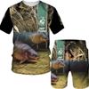 Мужская камуфляжная одежда для охоты и кемпинга на весну и лето, футболки/шорты/костюмы с 3d принтом, топы, комплект коротких штанов, спортивные костюмы, спортивная одежда