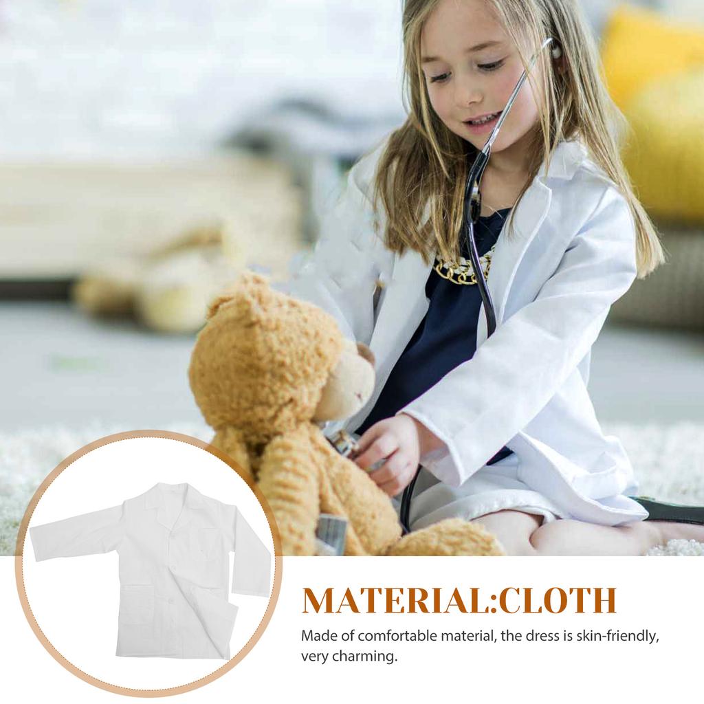 Long Sleeve Kids Lab Coat White Reusable Costume For Halloween Party Festival Toddler Scientist Clothes Washable Dress Birthday