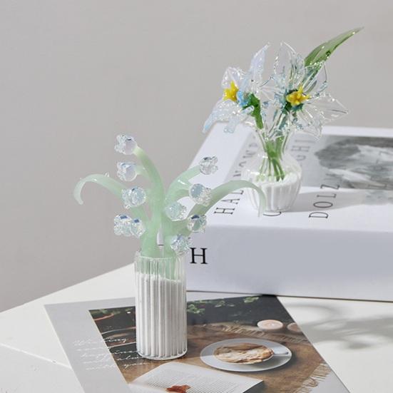 Mini Artificial Glass Flowers Hand-Blown Stained Glass Flowers Miniature Flower