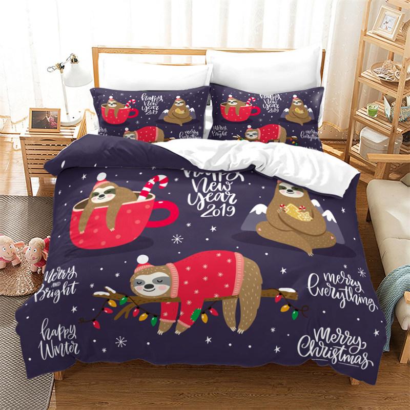 Cute Cartoon Sloth Duvet Cover Floral Leaves Print Bedding Collection For Kids Teens Bedroom Decor Flowers Comforter Cover Pillowcases