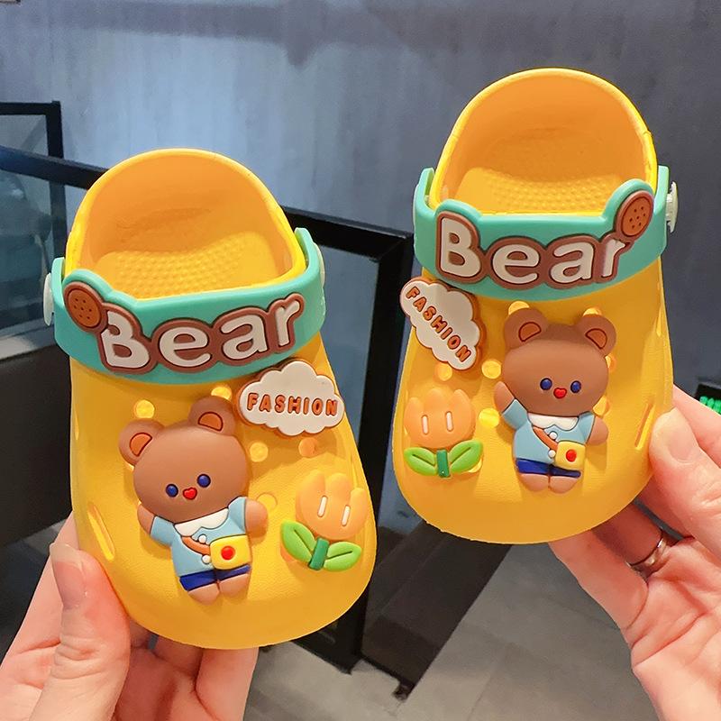 Детские тапочки с плюшевым мишкой и кроликом из мультфильма, летние женские противоскользящие домашние сандалии и тапочки, мужская и детская обувь