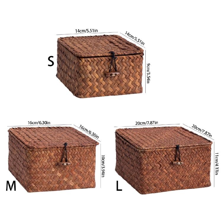 Устойчивая плетеная вручную корзина для хранения с крышкой, конфетница, органайзер для столешницы, дизайн из натурального волокна