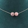 Stones and Minerals. Necklace 2 Pearls Pink Opal 8 Mm. Stainless Steel Chain Necklace Women Men. Customizable Size.