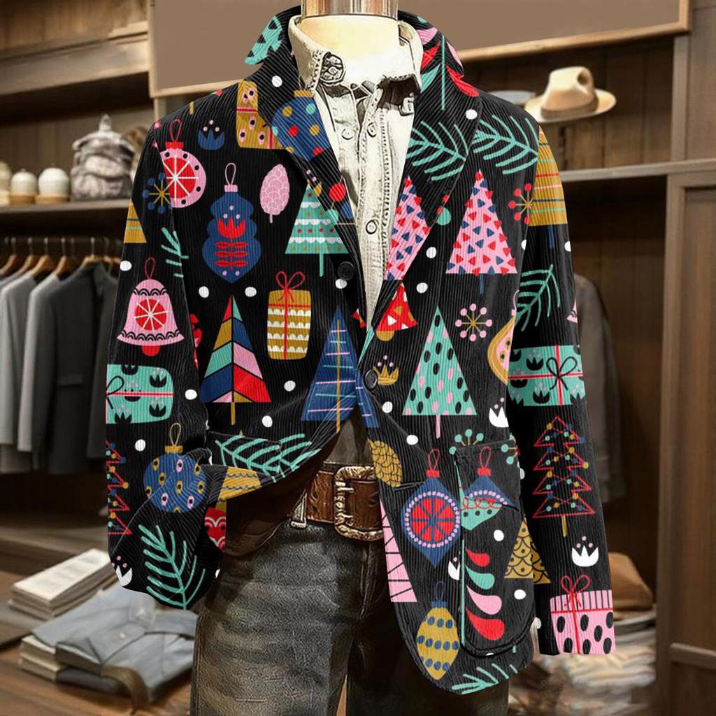 Мужской уродливый рождественский вельветовый теплый карманный пиджак-кардиган, мужской повседневный костюм