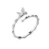Ladies Adjustable Zircon Bamboo Shape Butterfly Open Rings Jewelry
