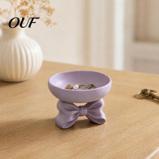 Small Accessory Organizer for Vanity 3D Printed Elegant Bow Jewelry Tray, Purple Ring Earring Holder, Environmentally Friendly PLA Tray Decorative