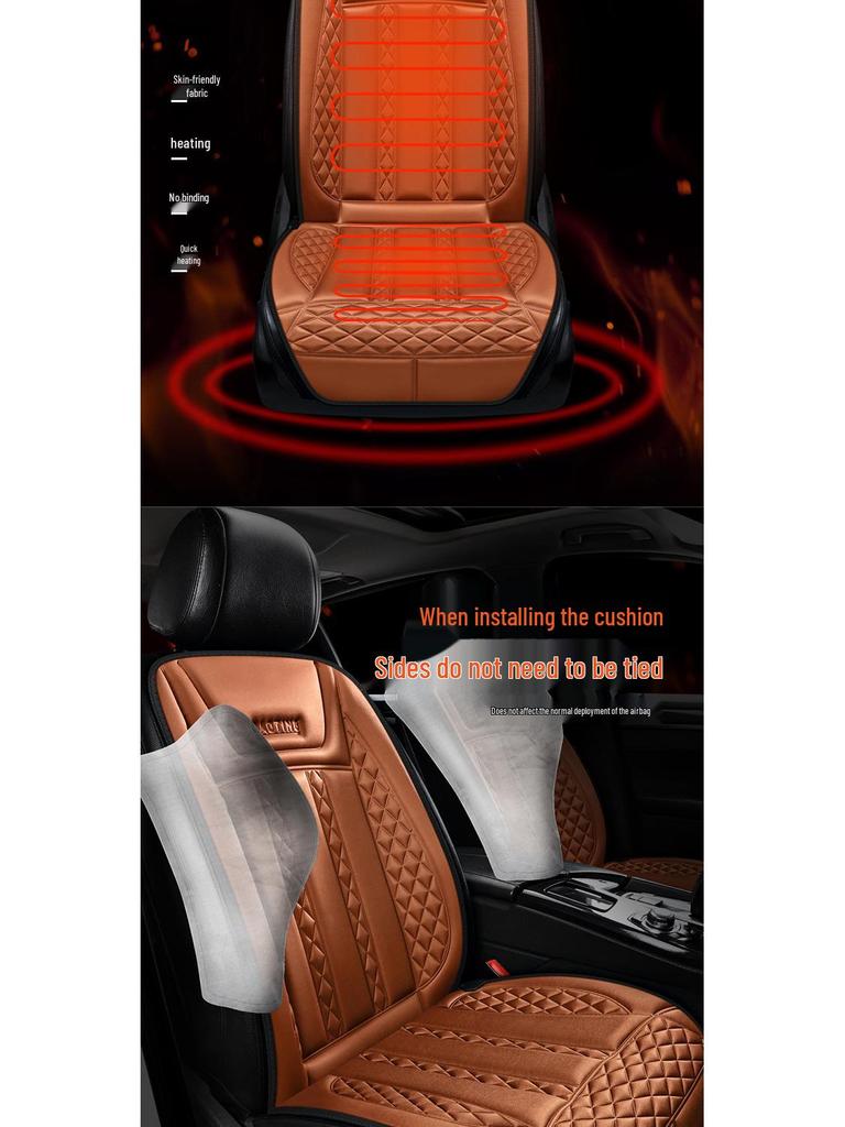 12V Heated Plush Car Seat Cushion - Winter Warmth for Front and Rear Seats