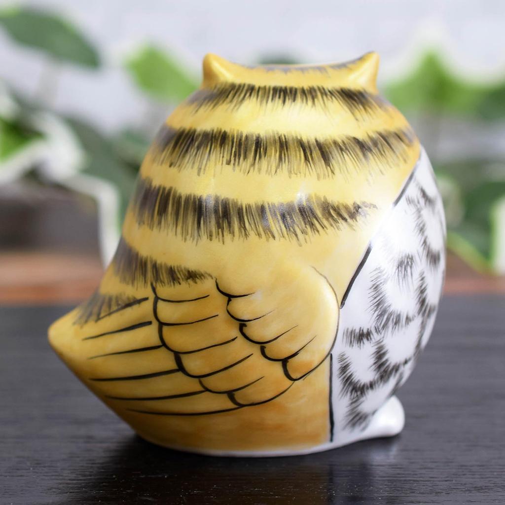 Owl Kutani Gold Feng Good Lucky Birthday Gift Figurine, Pottery, Ware, Owl, Color, Shui, Luck, Charm,