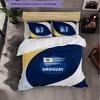 Uruguay Football Pattern 3 Pieces Bedding Set Soft Microfiber Duvet Cover with Pillow Cases for Bedroom