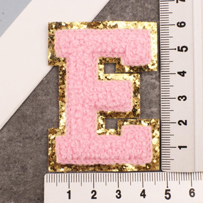 Алфавит 26 букв блестки синель для одежды сумки куртка розовый швейные принадлежности декор