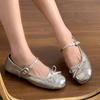 Серебристые балетки с плоской подошвой и светлым оттенком для женщин, новая весенняя юбка 2025 года, туфли Мэри Джейн с круглым носком во французском стиле