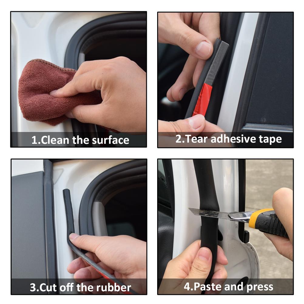 Universal Big D Shape Car Door Seal Anti Dust Noise Weatherstrip Soundproof Sealing Rubber Strip Trim Auto Rubber Seals 14FT 5M