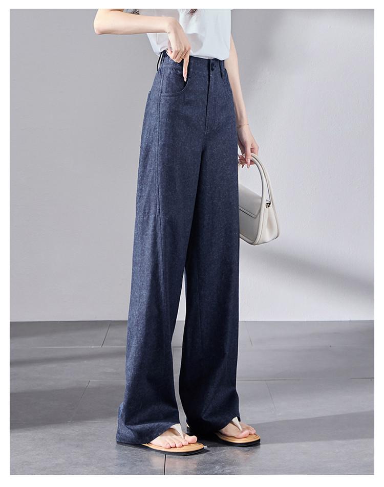Half Elastic Waist Thin Casual Wide Leg Pants