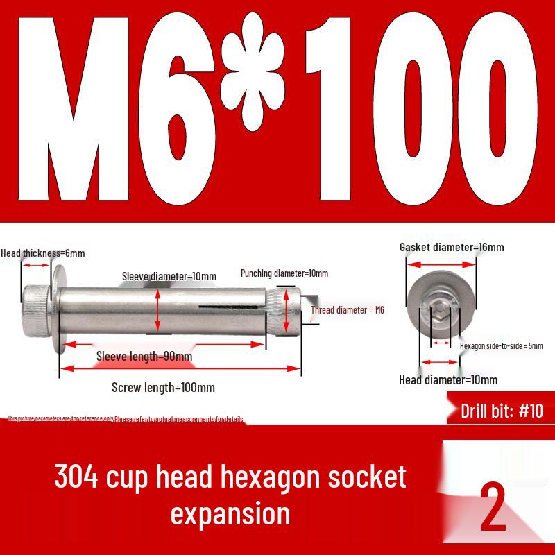 Шестигранный анкерный болт из нержавеющей стали 304 M6/M8/M10 x 60/70/80/90