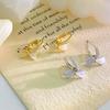 Light Luxury High-end Cat's Eye Stone Bow Inlaid with Diamond Earbud Earrings Sweet and Versatile