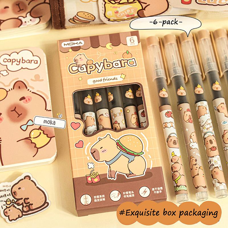 6 шт. Capybara Straight Liquid Шариковая ручка Нейтральная ручка Письменные канцелярские принадлежности