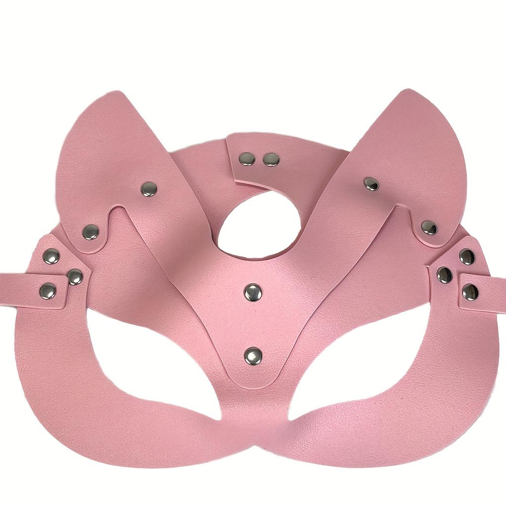 Маска кошки с прорезями для ушей - Готический панк-стиль, аксессуары для костюма на Хэллоуин, карнавальный бал и взрослую игру