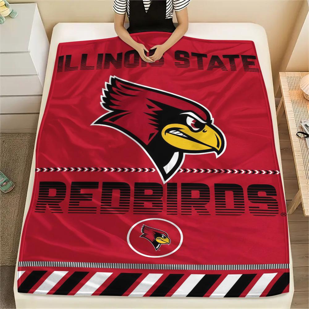 Illinois State Redbirds Print Flannel Blanket High Quality Warm Comfortable Cover for All Seasons Perfect for Gifts Home Decor
