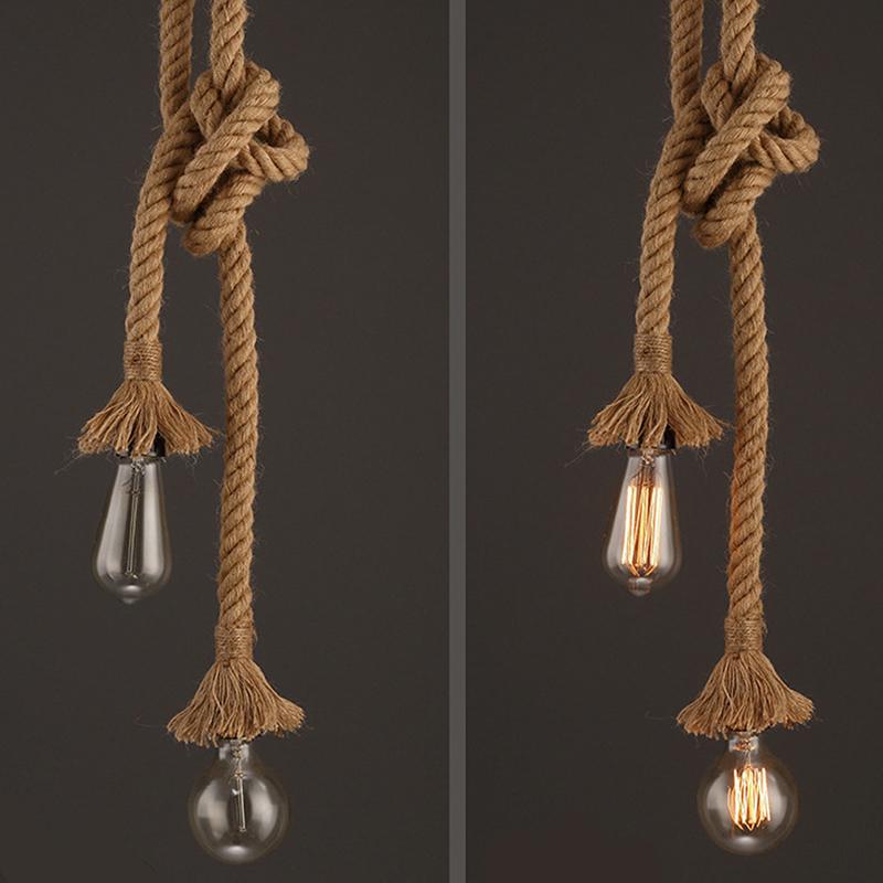 Винтажный Ретро Промышленный Лофт Держатель Пеньковой Веревки Потолочный Подвесной Светильник Лампа Кафе Ресторан Ретро Люстра