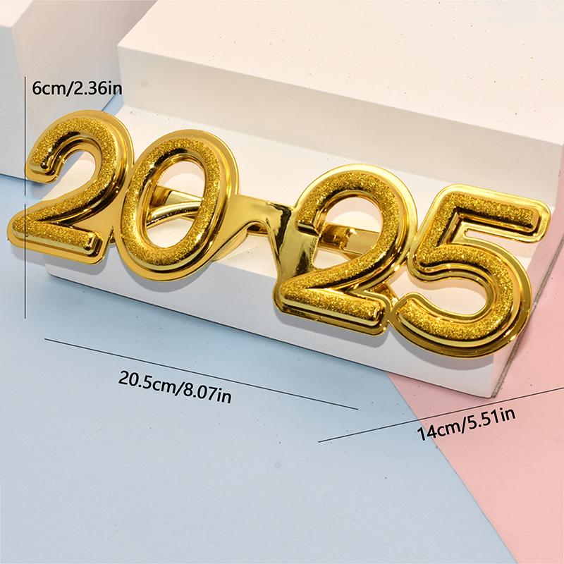 2025 Очки Новогодняя вечеринка Украшения для глаз Пластиковый реквизит Солнцезащитные очки Реквизит для фотосъемки Рождественские украшения Смешные очки