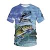 New Deep Sea Fishing Printed Tss Shirts Men's 3D Outdoor Fisherman O Collar Short-sleeved Y2k Tops Men's and Women's Hunting F