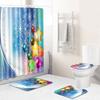 Christmas Waterproof Shower Curtain Four-Piece Combination Floor Mat Entrance Door Mat Bedroom Living Room Carpet