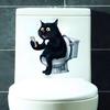 Наклейки на унитаз с котиками Yousheng, водостойкие наклейки на крышку бачка унитаза, мультяшный черный кот, наклейка на сиденье унитаза для ванной комнаты, туалета, двери, стены
