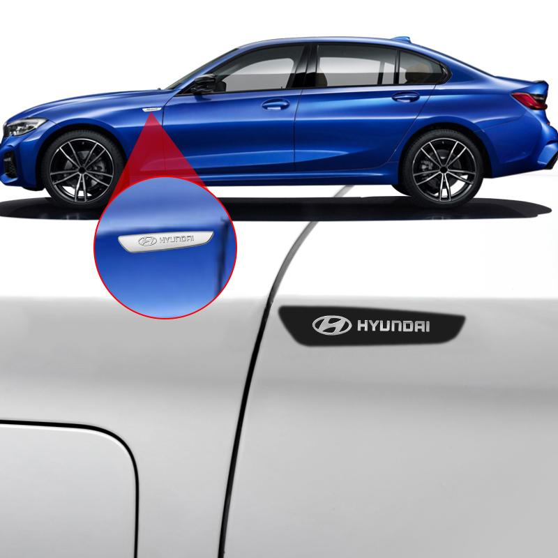 2Pcs 3D Metal Car Body Badge Stickers Trunk Emblem Decals Auto Accessories For Hyundai Tucson IX35 Rena GV70 Kona SONATA I30 I20 c1