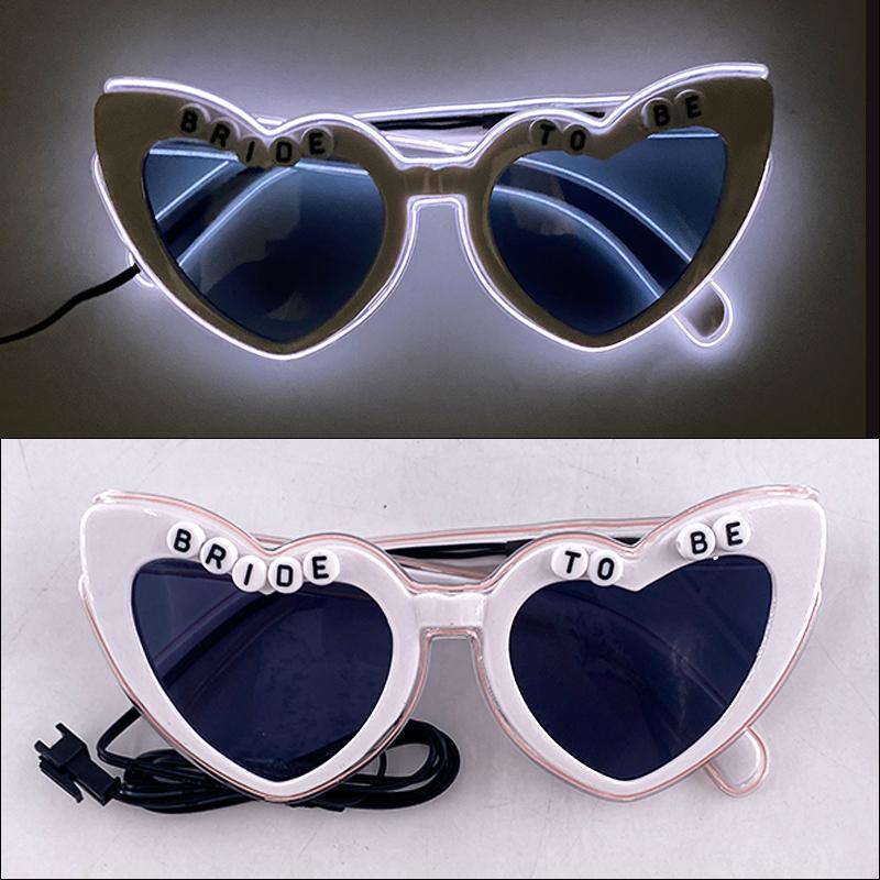 Retro Pink Heart LED Flashing Sunglasses for Women Bachelorette Party & Wedding Decorations Valentine's Day Props