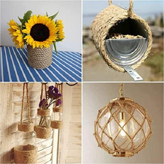 Джутовая веревка 33 фута 10 мм — сверхпрочная шпагатная веревка для поделок — декоративная толстая натуральная пеньковая веревка для рукоделия — садовая джутовая веревка для использования в помещении и на открытом воздухе