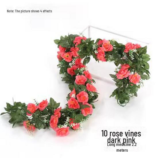 Artificial Rose Vine for Living Room Decoration, Air Duct Cover, Plastic Flower Garland
