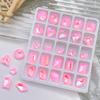 25Pcs Nail Crystal Creative Butterfly Love Heart Decorations Square Faux 3D Charms DIY Nail Art