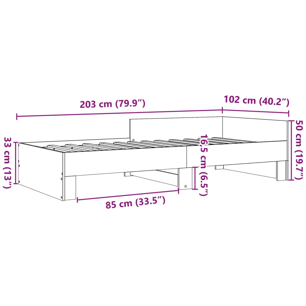 Bed Frame without Mattress Smoked Oak Finish 100 x 200 cm Engineered Wood
