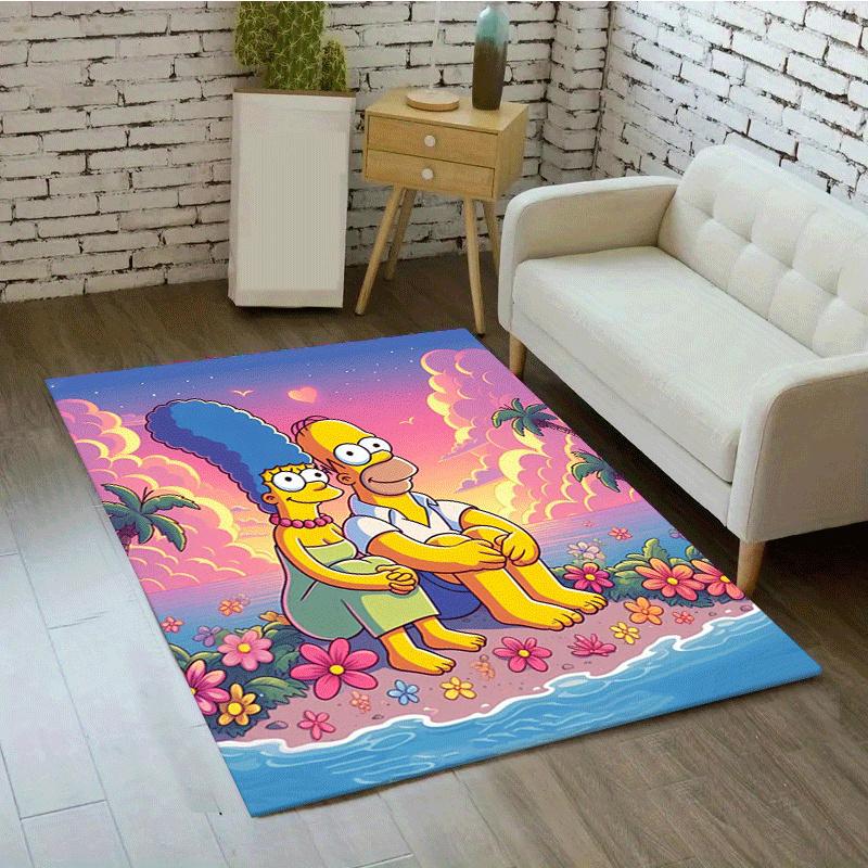 1pc The Simpsons Pattern Area Rug Soft Flannel Floor Mat for Living Room,Office,Bedroom and Carpet,Sofa Coffee Table Floor Mat
