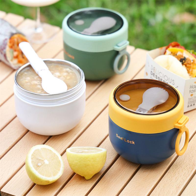 600ML Stainless Steel Lunch Box Hot Food Flask Soup Storage Vacuum Thermal Jar Thermos Containers Bento Lunch Boxes For Kids