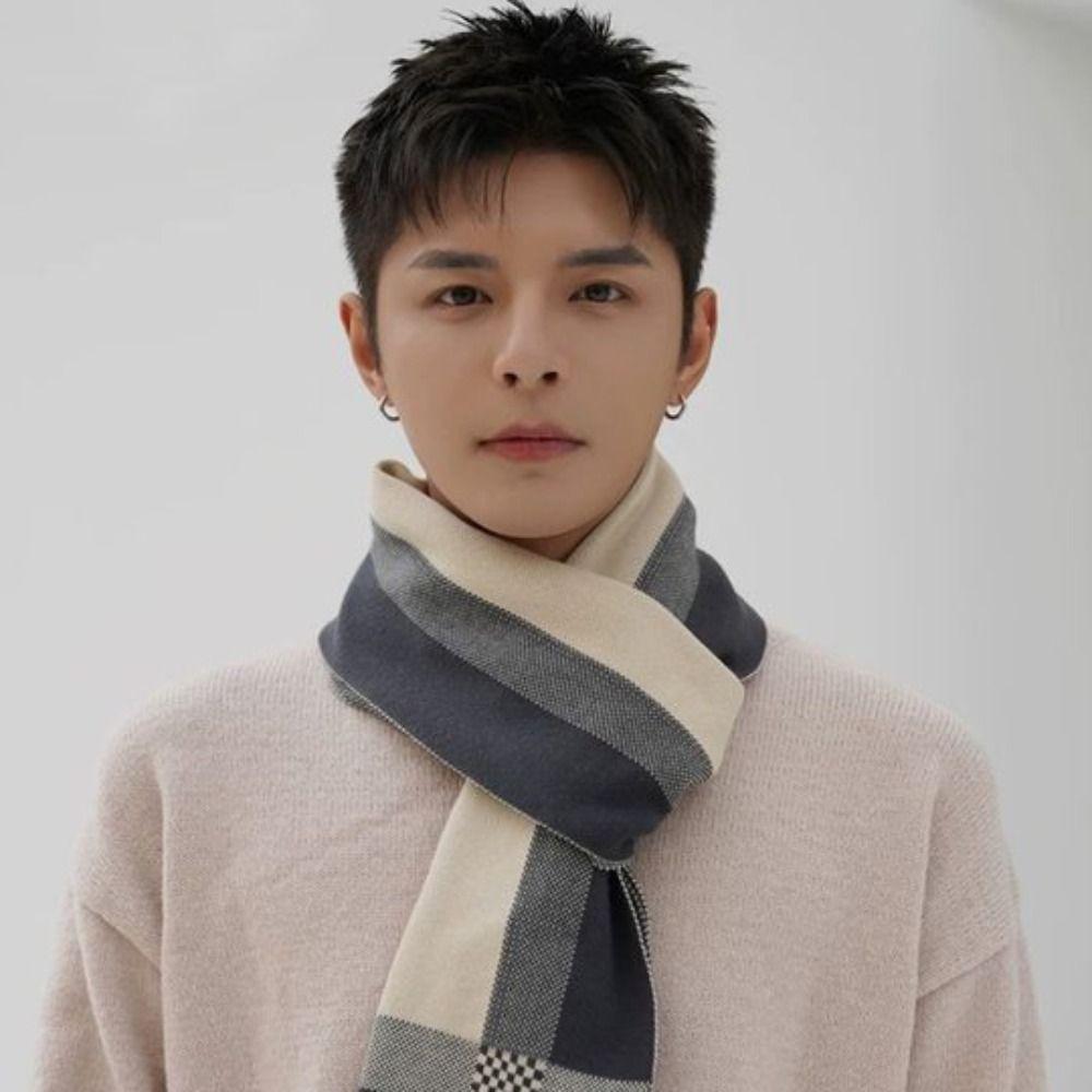 Thickened Men Knitted Scarf Lightweight Winter Cashmere Shawl Trendy Women/Men