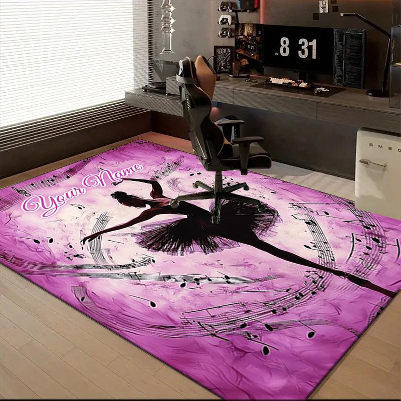 1PC Custom Name Dance Harmony Theme Floor Mat Ideal for Living Room, Game Rooms, Office, Bedroom,Floor Mat Playful Design