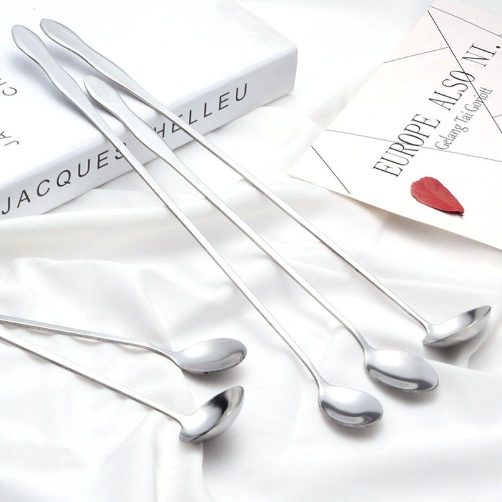 Стальная ложка для мороженого и чая Бармен для смешивания Мешалки для коктейлей Инструмент для размешивания Чайная ложка