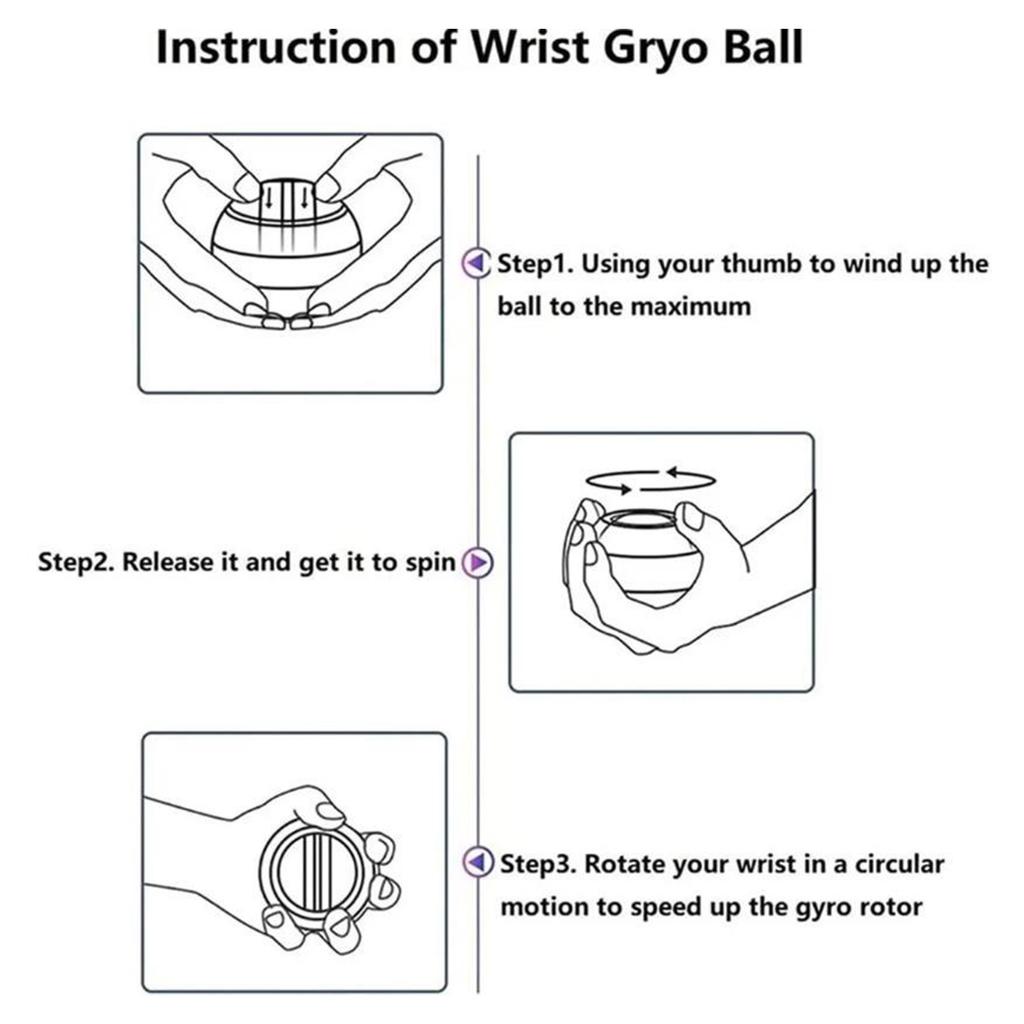 Self Starting Wrist Ball Portable Wrist Power Gyroscopic Ball Wrist Strengthening Device Black with Light