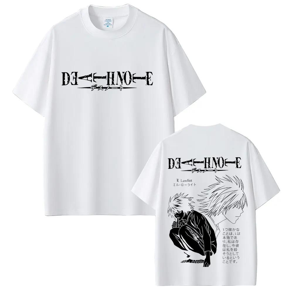 Аниме Т-shirt Тетрадь Смерти Ягами Лайт Графические Футболки Мужские Женские Мультяшные Манга Оверсайз Футболки 90-е Винтаж Уличная Одежда