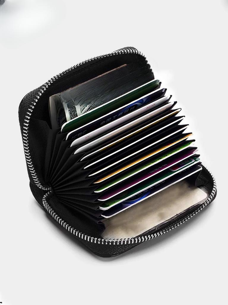 Кошелек из натуральной кожи с 14 отделениями для кредитных карт и застежкой-молнией, подходит для женщин и мужчин, аккордеонный Wwallet