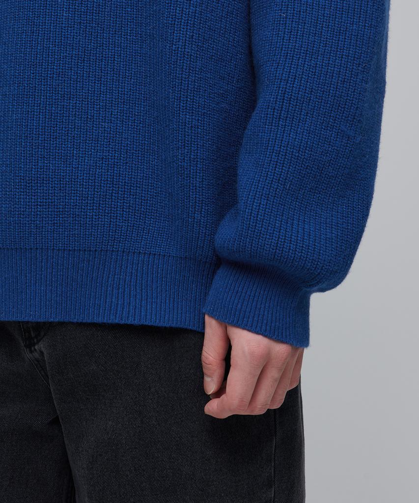 MUSINSA STANDARD Oversized Ribbed Crew Neck Knit [Blue]