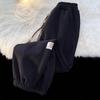Velvet Thickened Sweatpants for Girls Autumn and Winter Pants Loose Straight Wide-leg Pants Casual Sports Tying Pants