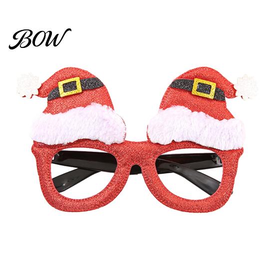 Santa Claus Party Glasses Christmas Glasses, Glitter Holiday Frames, Hat Tree Snowman Bear Funny Eyeglasses for Favors Gingerbread Man