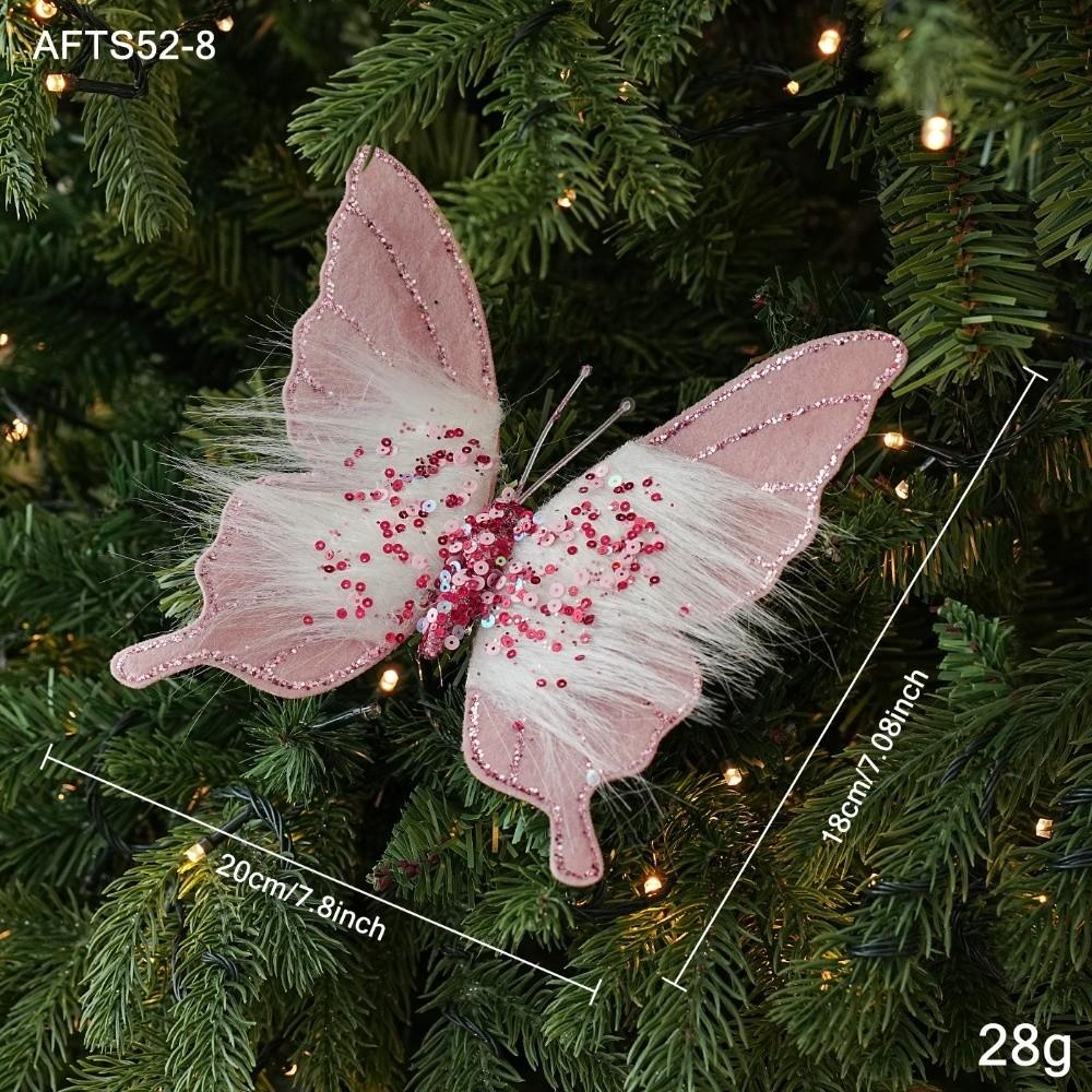 Sequin Bead Butterfly Ornament Fabric Wing Party Decor Multi Color Xmas Hanger Xmas Tree