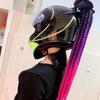 Women's Helmet Decoration Motorcycle Helmet Braid with Suction Cup Detachable Ponytail Wig