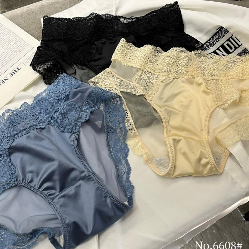 Женские однотонные атласные трусики средней талии из чистого хлопка с кружевом и сексуальными стоп-трусы