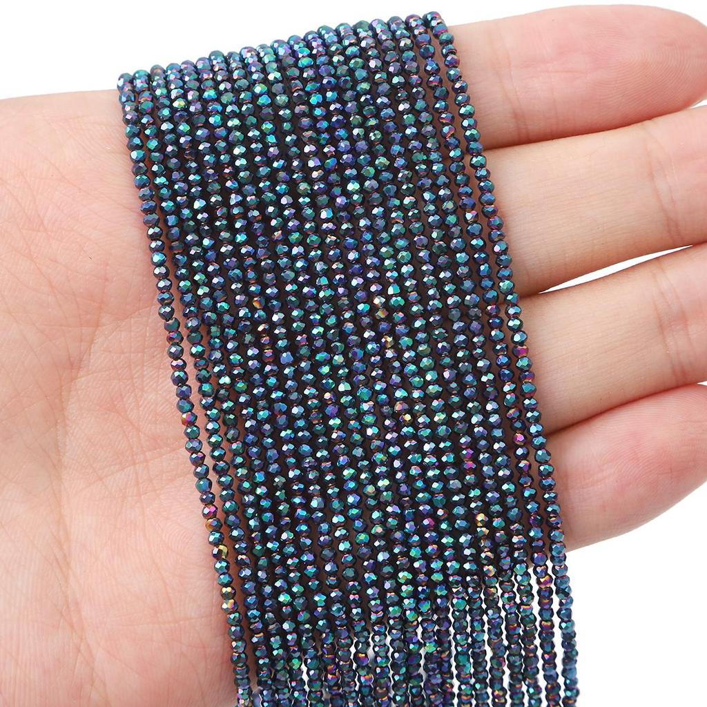 36cm Mini Glass Loose Beads Plated Color Faceted Beads For Jewelry Making DIY Necklace Bracelet Earring