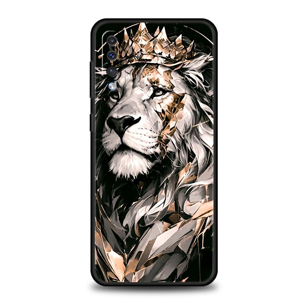 Cross Pattern Bicolor Lion Phone Case for Samsung Galaxy A56 A36 A26 A16 A34 A24 A42 A22 A20 A12 A40 A30 A10 5G Soft TPU Cover